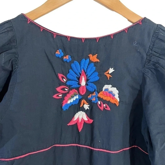 French Connection Floral Embroidered Dress Boho Size 2 Knee Length Colorful Thin - Picture 4 of 13